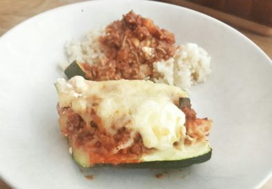 Zucchini-Schiffchen mit Hackfleisch und Reis
